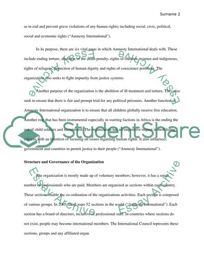 Purpose and Aims of the Amnesty International Organization