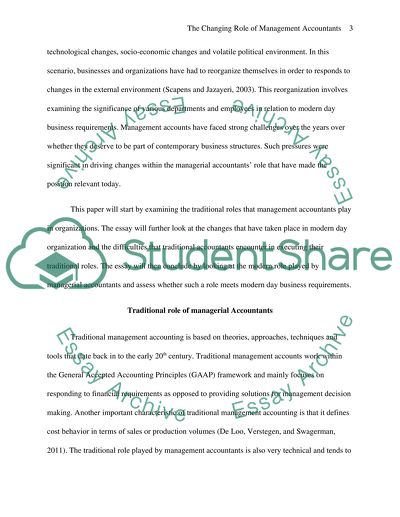 The Changing Role of Management Accountants