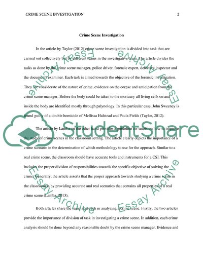 The Approach in Analyzing a Crime Scene