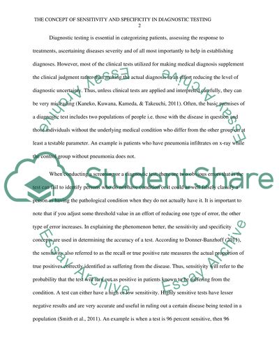 The Concept of Specificity and Sensitivity in Diagnostic Testing