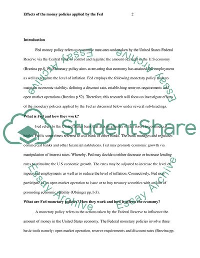 Effects of the Money Policies Applied by the Fed