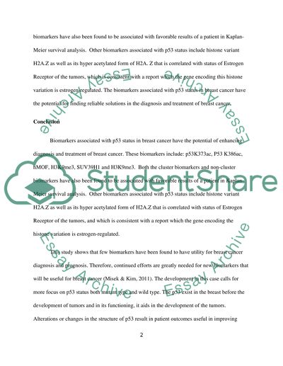 Biomarkers Associated with P53 in Breast Cancer