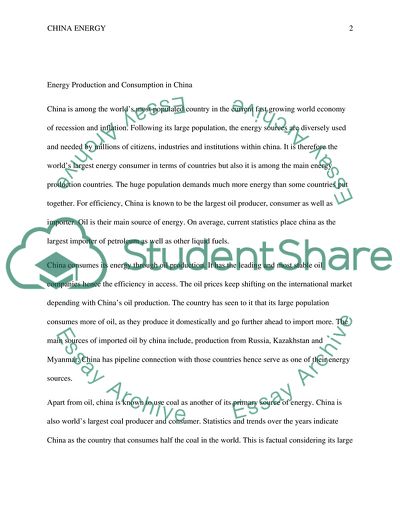 Issues on Energy Production and Consumption in China