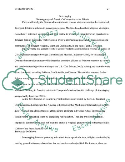 Stereotyping and Americas Counterterrorism Efforts