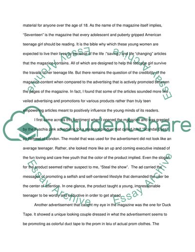 Media and society- analyze advertisements