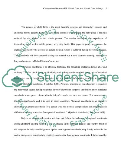 Comparison between US health care and health care in Italy