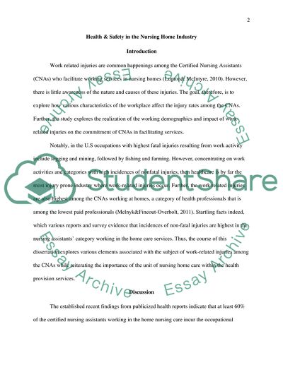 Health & Safety in the Nursing Home Industry