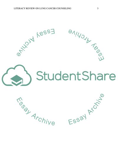 Review on Lung Cancer Counseling