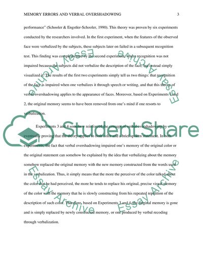 Memory Errors and Verbal Overshadowing