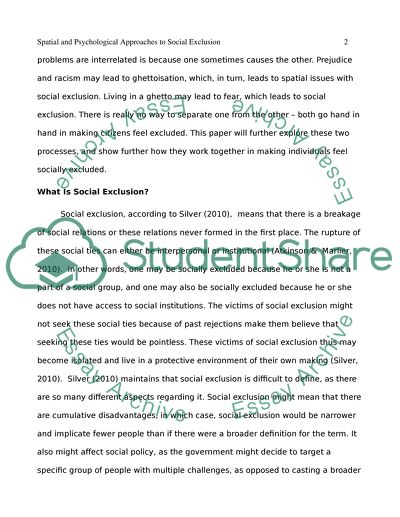 Spatial and Psychological Approaches to Social Exclusion