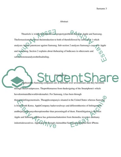 Intellectual Property Problems between Apple and Samsung