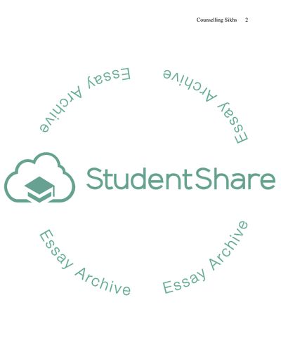 The Need for Counselling for Young Sikhs in a Multi-Cultural Society