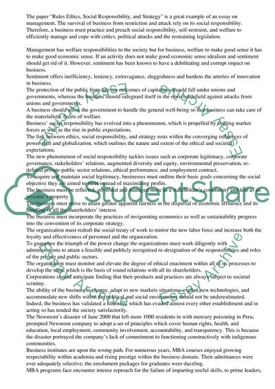 Social Responsibility and Strategy