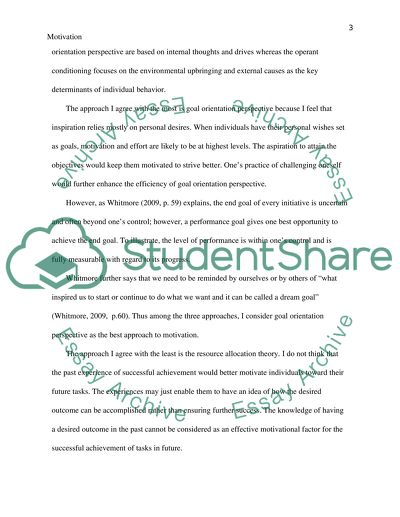 Motivational Approaches: Operant Conditioning, Resource Allocation, and Goal Orientation Perspective