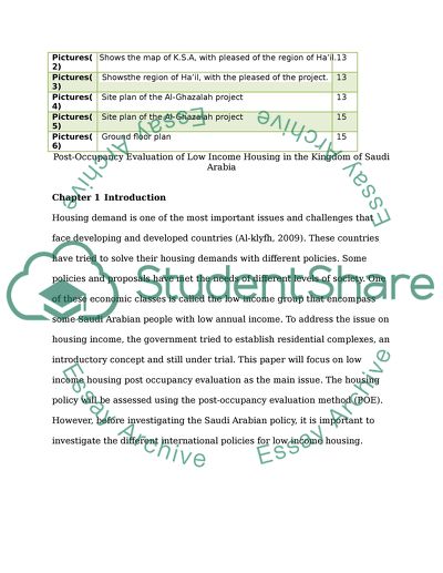 Post-Occupancy Evaluating of Low Income Housing in the Kingdom of Saudi Arabia