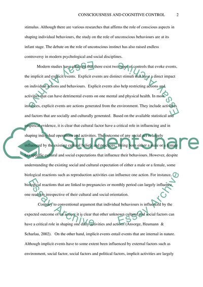 The Relationship of Cognitive Control to Individual Consciousness and Life Events