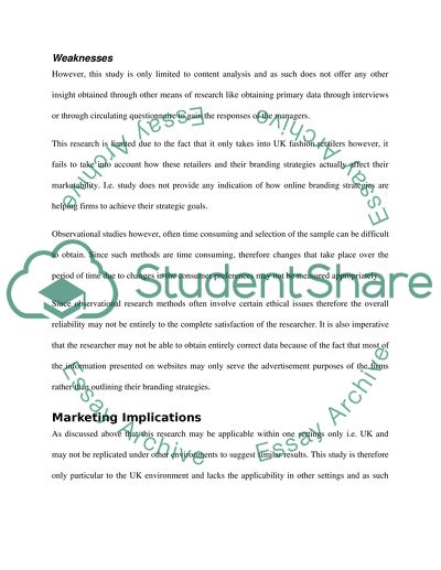 Online Brand Strategies of UK Fashion Retailers