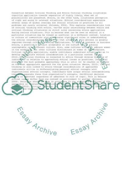 Critical Thinking and Ethics