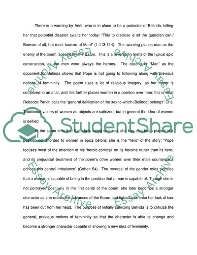 Satire and feminism in Alexander Popes Rape of the Lock