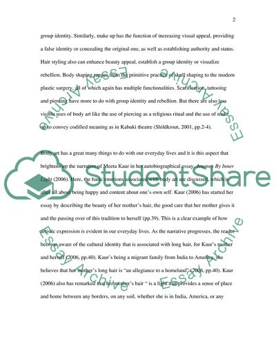 The Body as Artistic and Cultural Expression/Manifestation