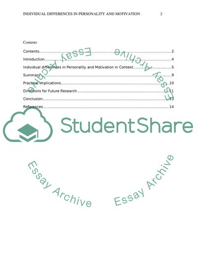 Individual Differences in Personality and Motivation
