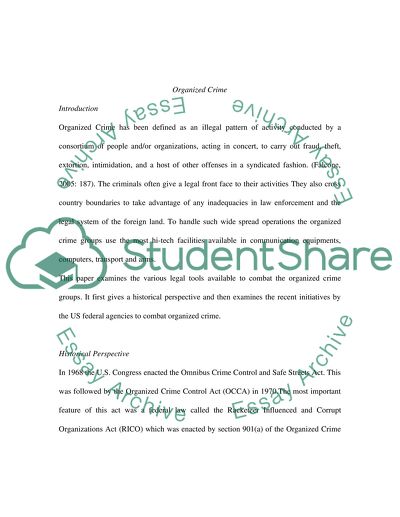 What are the various legal tools now available to cope with the organized crime problem