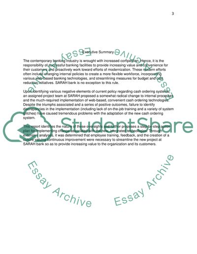 Change and Improvement of Sarah Bank