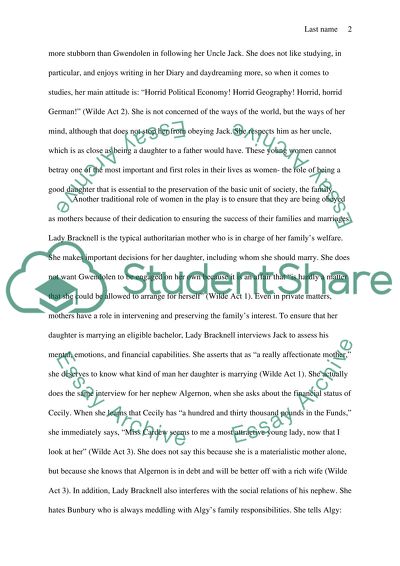 Empowered, Traditional Womanly Roles in Wildes The Importance of Being Earnest