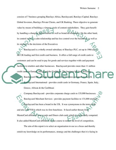 Strategic Position of Barclaycard