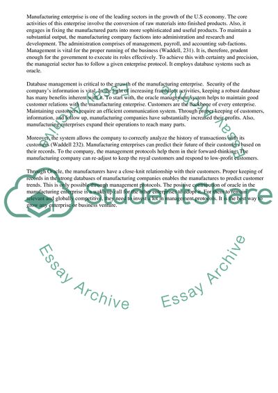 Contribution of Management Protocol to Manufacturing Enterprise