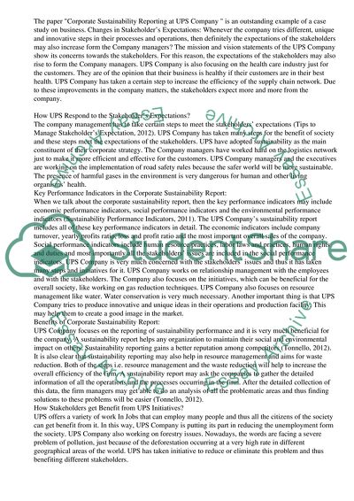Corporate Sustainability Reporting at UPS Company