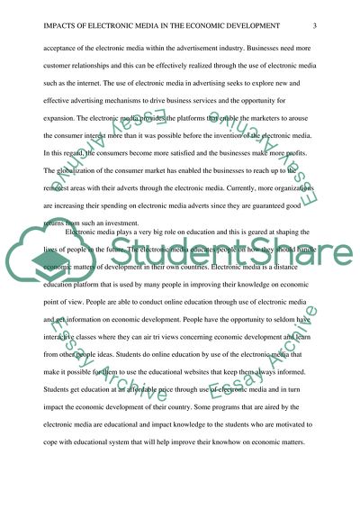 Impacts of Electronic Media in the Economic Development