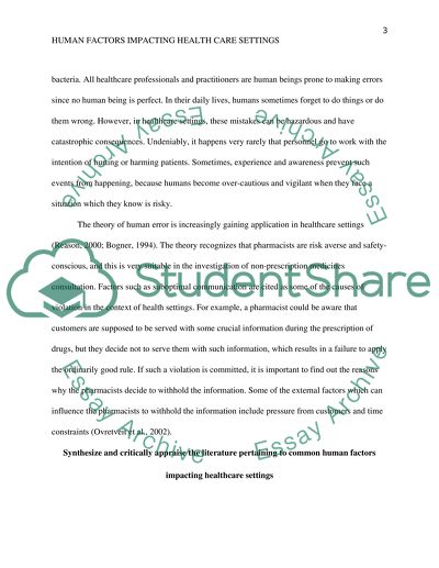 Human Factors Impacting Health Care Settings