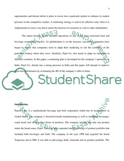 Marketing Plan & Strategy at Pepsi