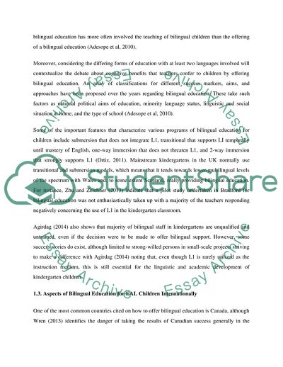 Aspects of Bilingual Education for EAL Children Internationally