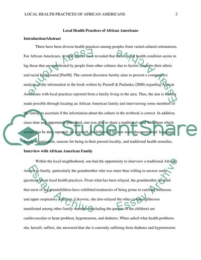 Local Health Practices of African Americans