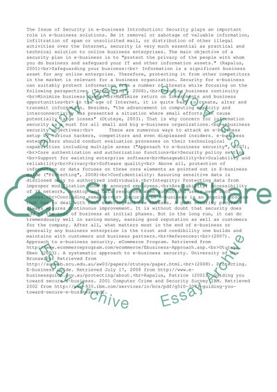 Security in E-Business