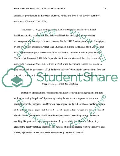 Banning Smoking & Its Fight on the Hill