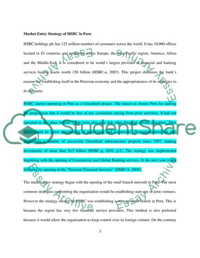 Market Entry of HSBC
