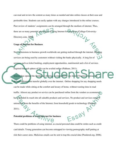 Potential Benefits and Problems of Using Internet for Business and Education
