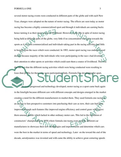 Discussingthe Different Factors Related to Formula One Racing