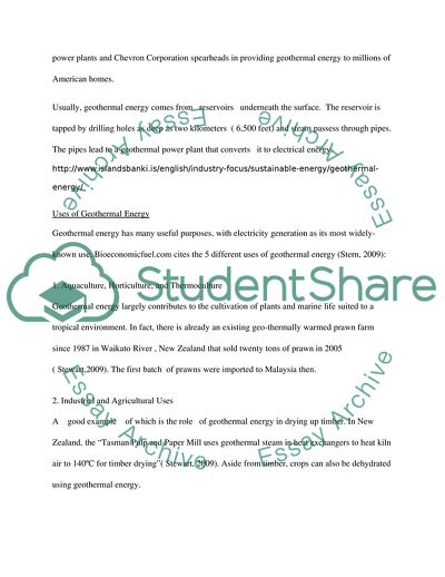 geothermal power essay