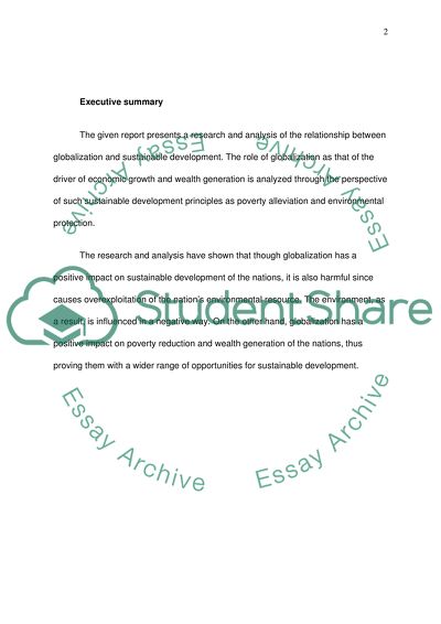 Relationship between Globalization and Sustainable Development: Poverty Alleviation