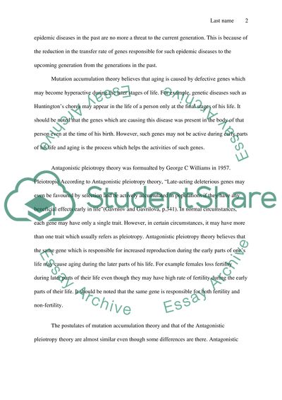 Evolutionary Theories of Aging and Longevity