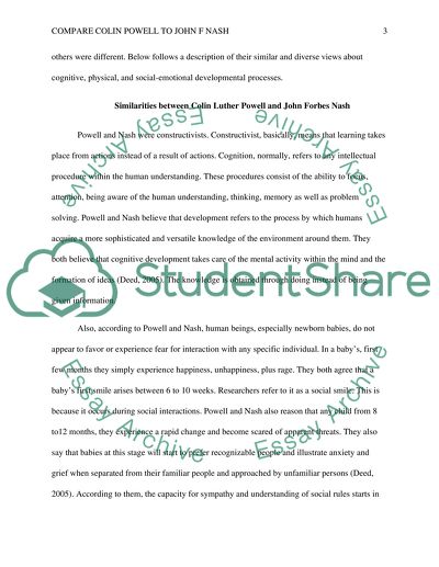Cognitive Development Processes: Colin Powell to John F Nash