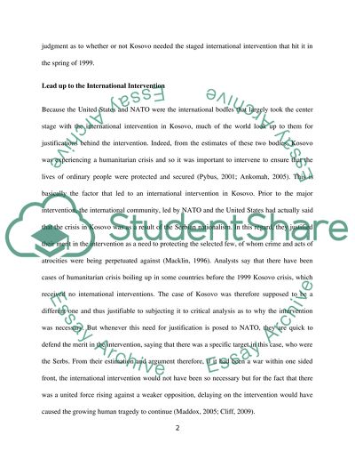 Critically assess the merits of the international intervention in Kosovo