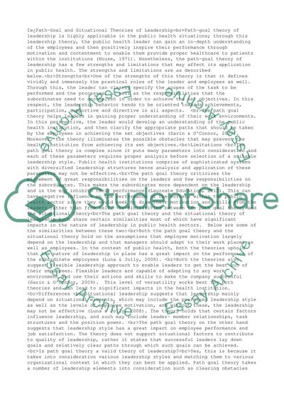 Path-Goal and Situational Theories of Leadership