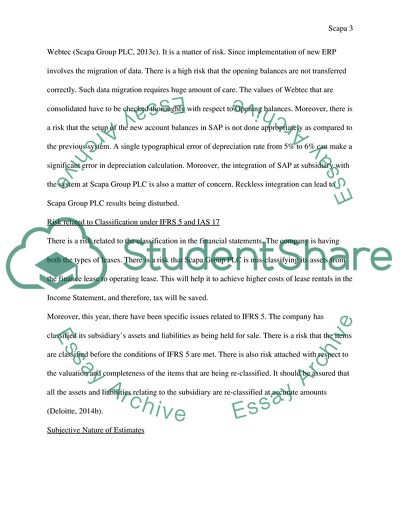 Audit Risk Analysis of Scapa Group PLC
