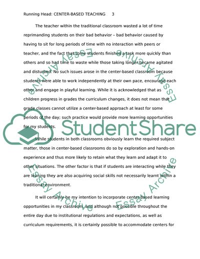 Center-Based Learning Opportunities in Classroom