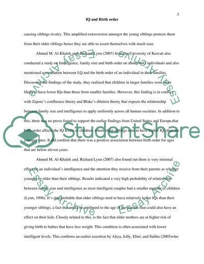 Interrelations between IQ and Birth Order